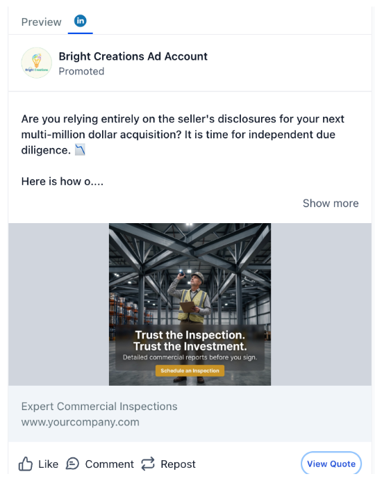 Commercial Property Inspector - LinkedIn Ad