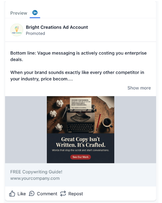 Copy Writer - LinkedIn Ad