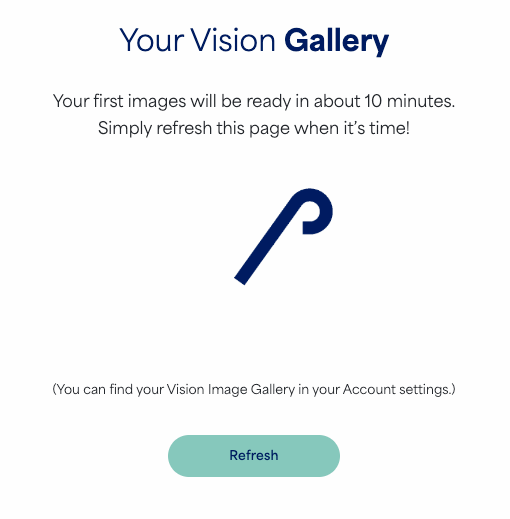 GIF of the confirmation the selfie has been uploaded and the first Vision images will be ready in 10 minutes.