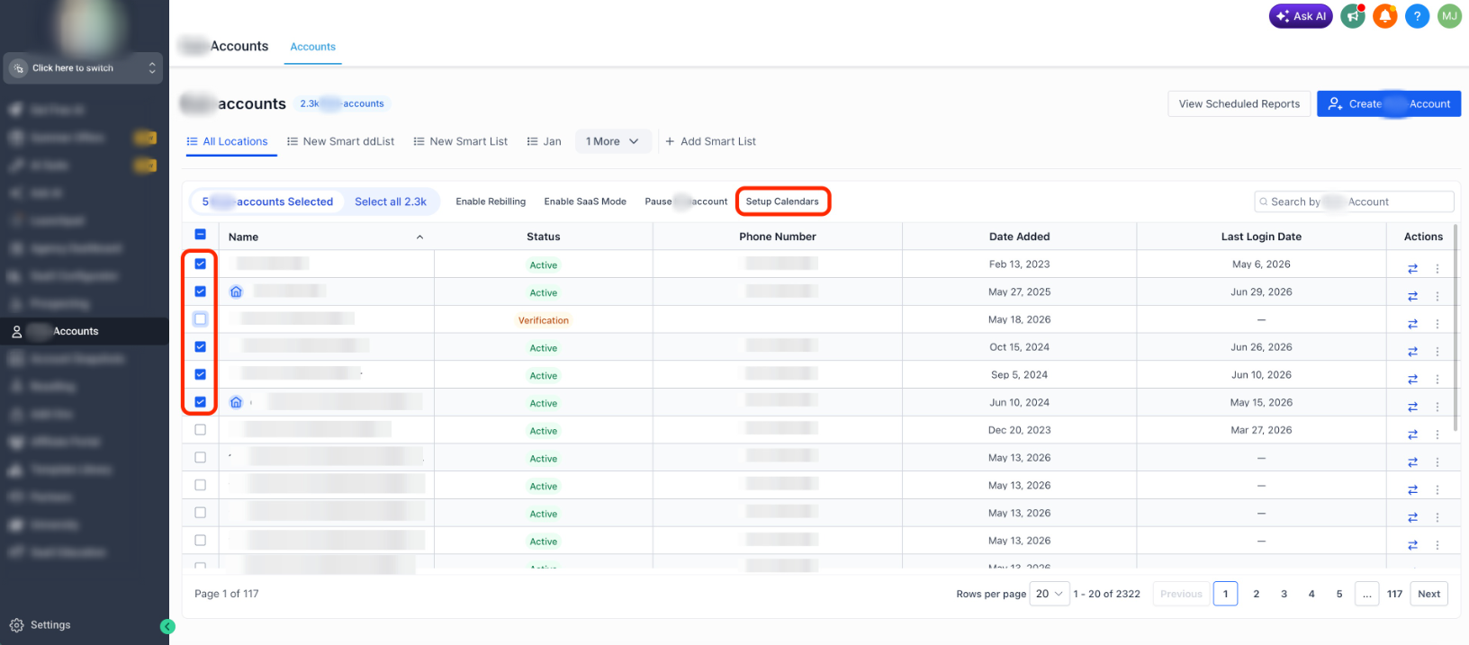 Select locations to enable