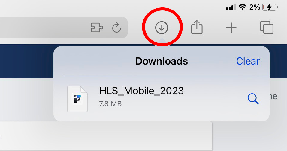 iPad downloads dropdown example