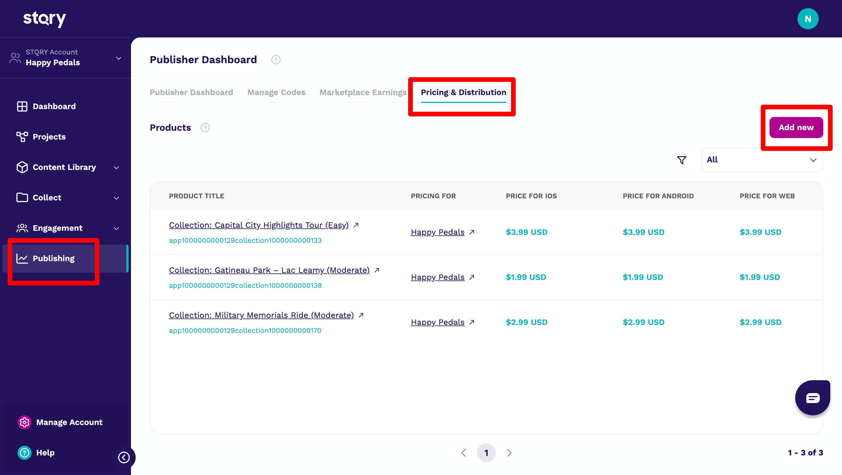 Screenshot showing the steps to create a new in-app purchase in STQRY Builder