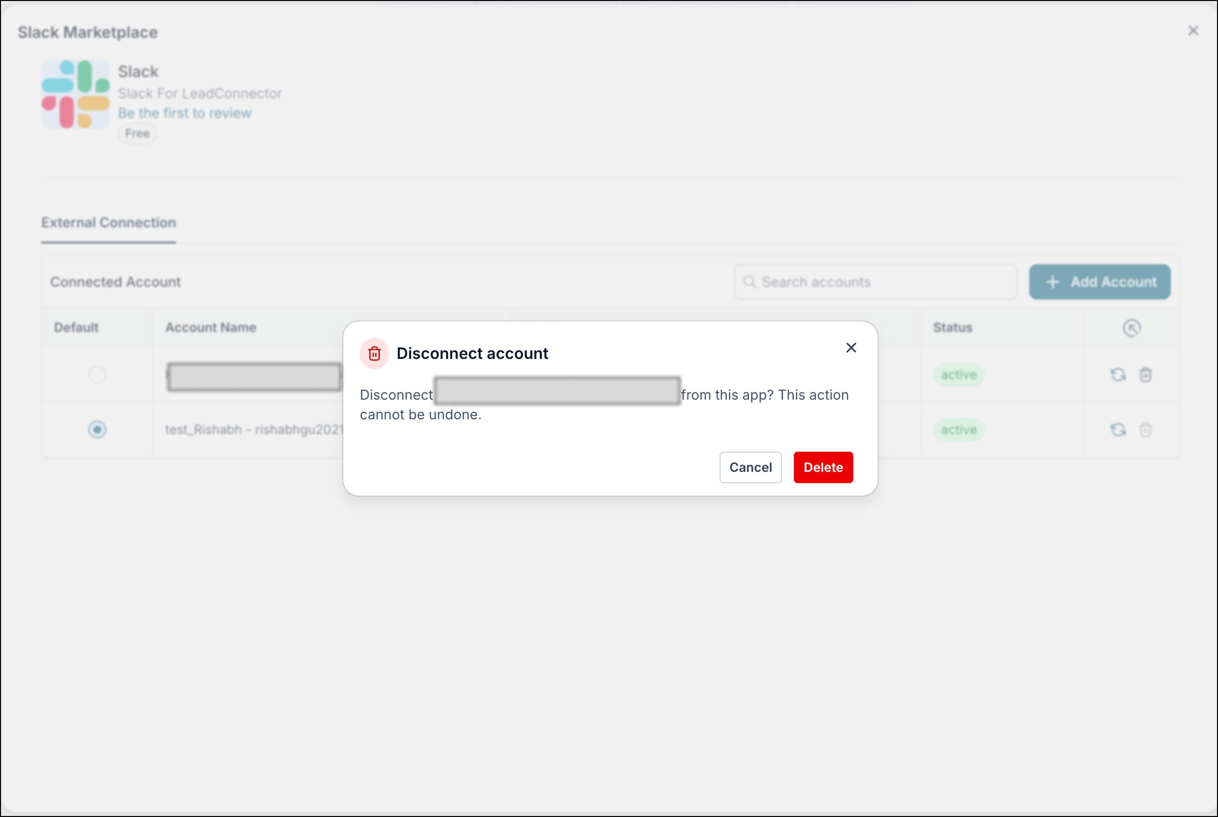 Disconnect Account
