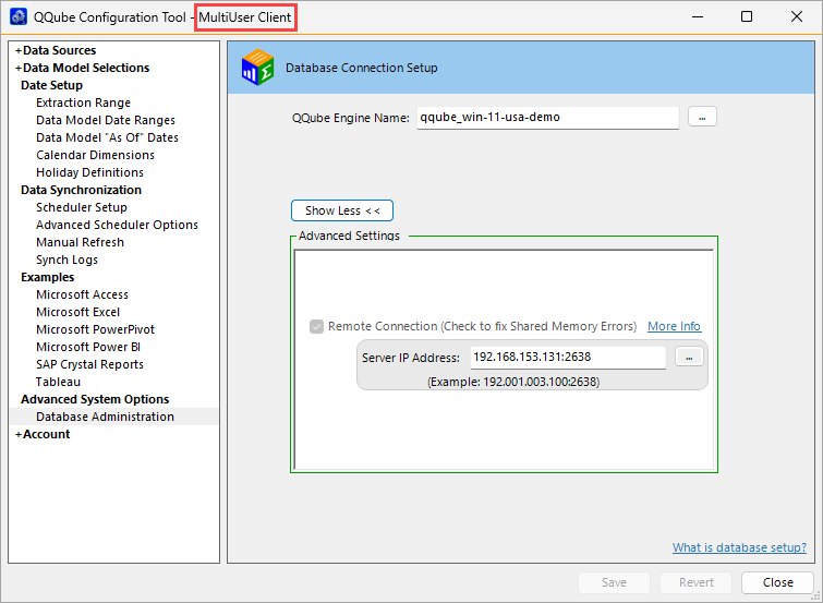 QQube Configuration Tool options available to a reporting user