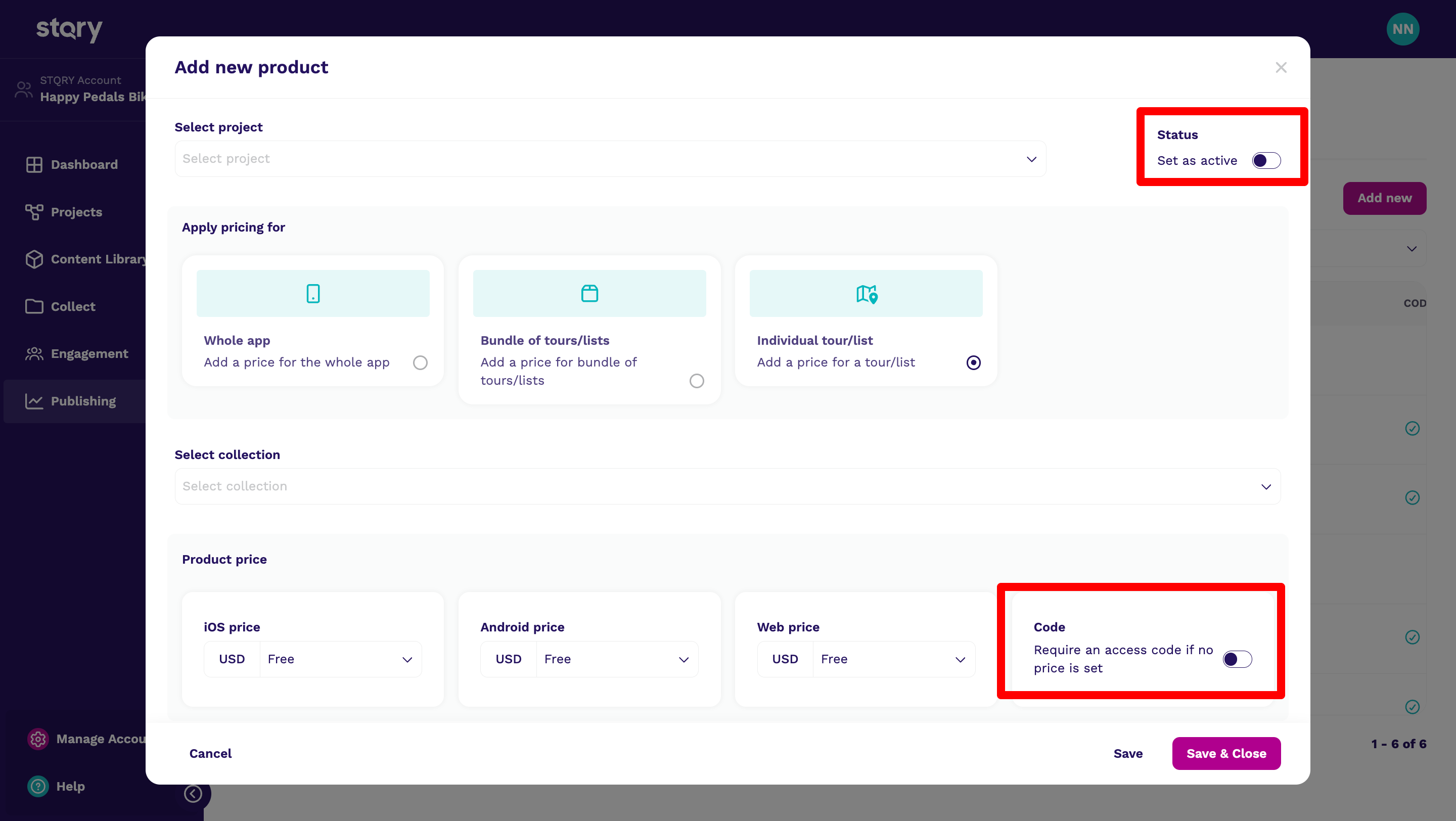 Screenshot highlights the options to remove codes