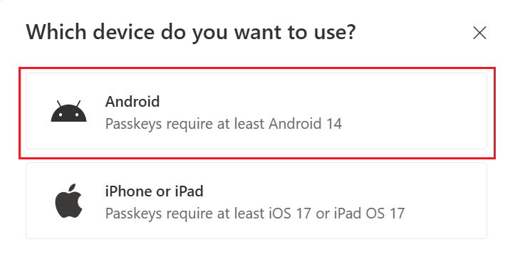 Screenshot that shows how to choose another way on Android if you have trouble.