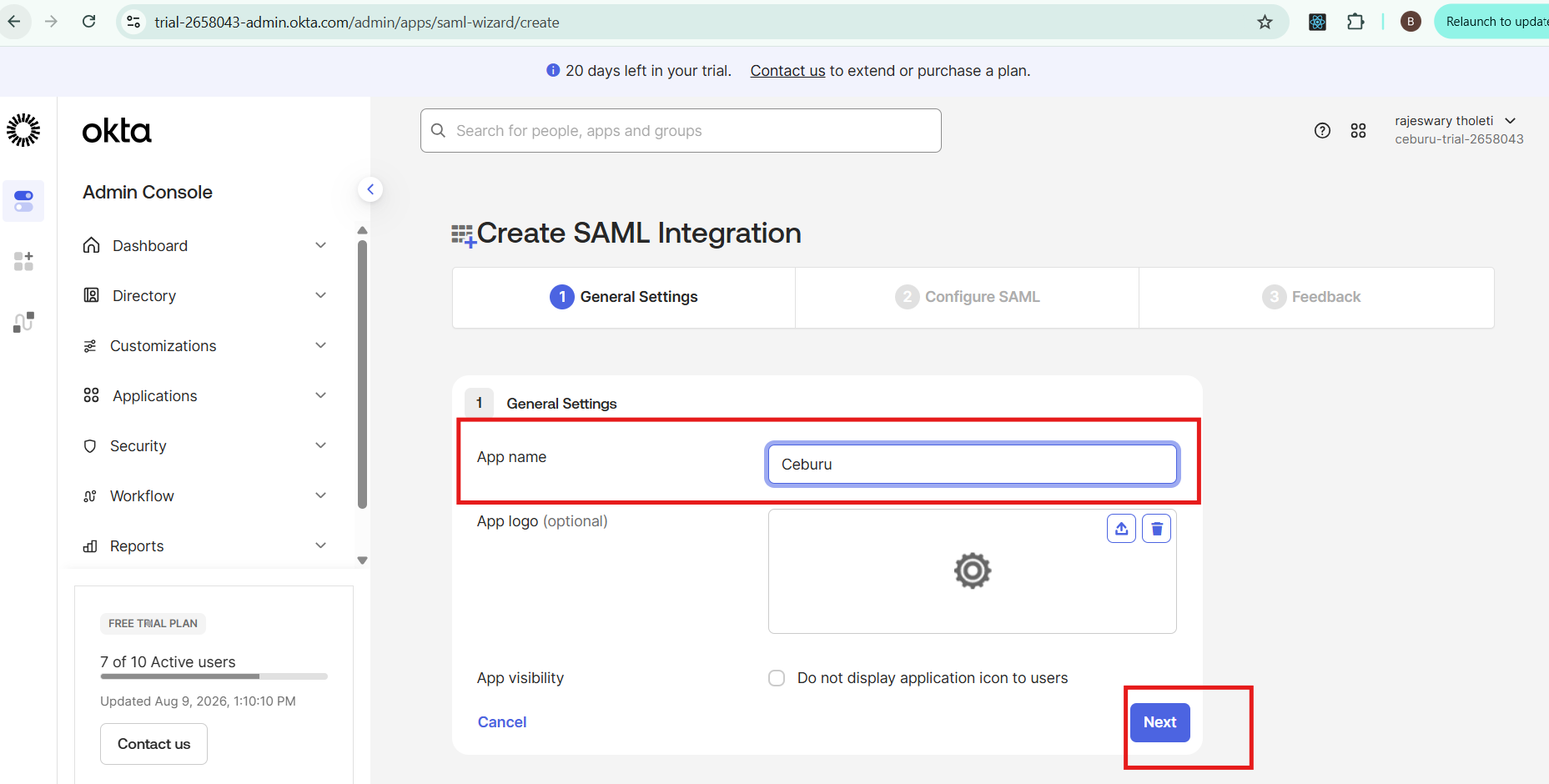 Okta SAML configuration continued