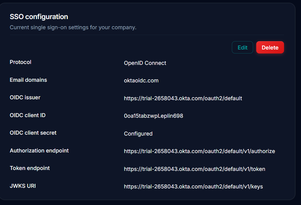 Okta OpenID discovery document