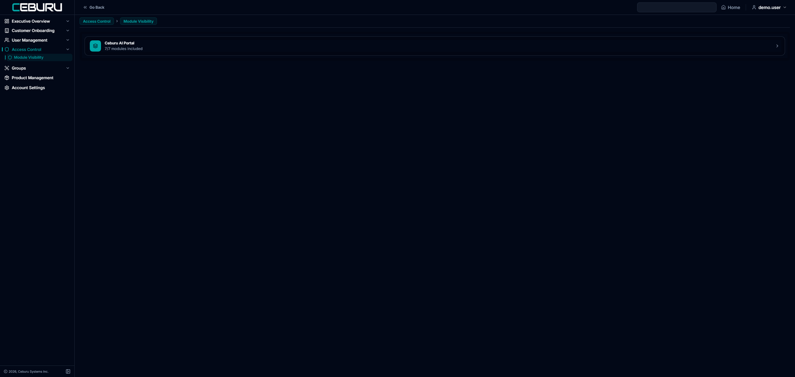 Module Visibility portal list