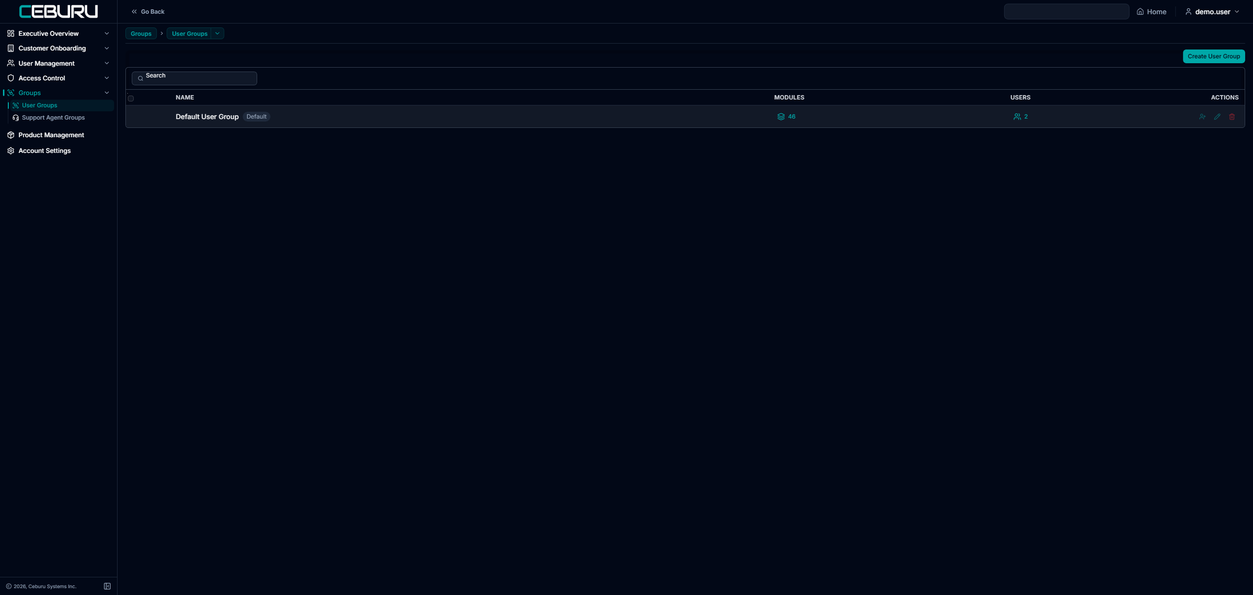 User groups list