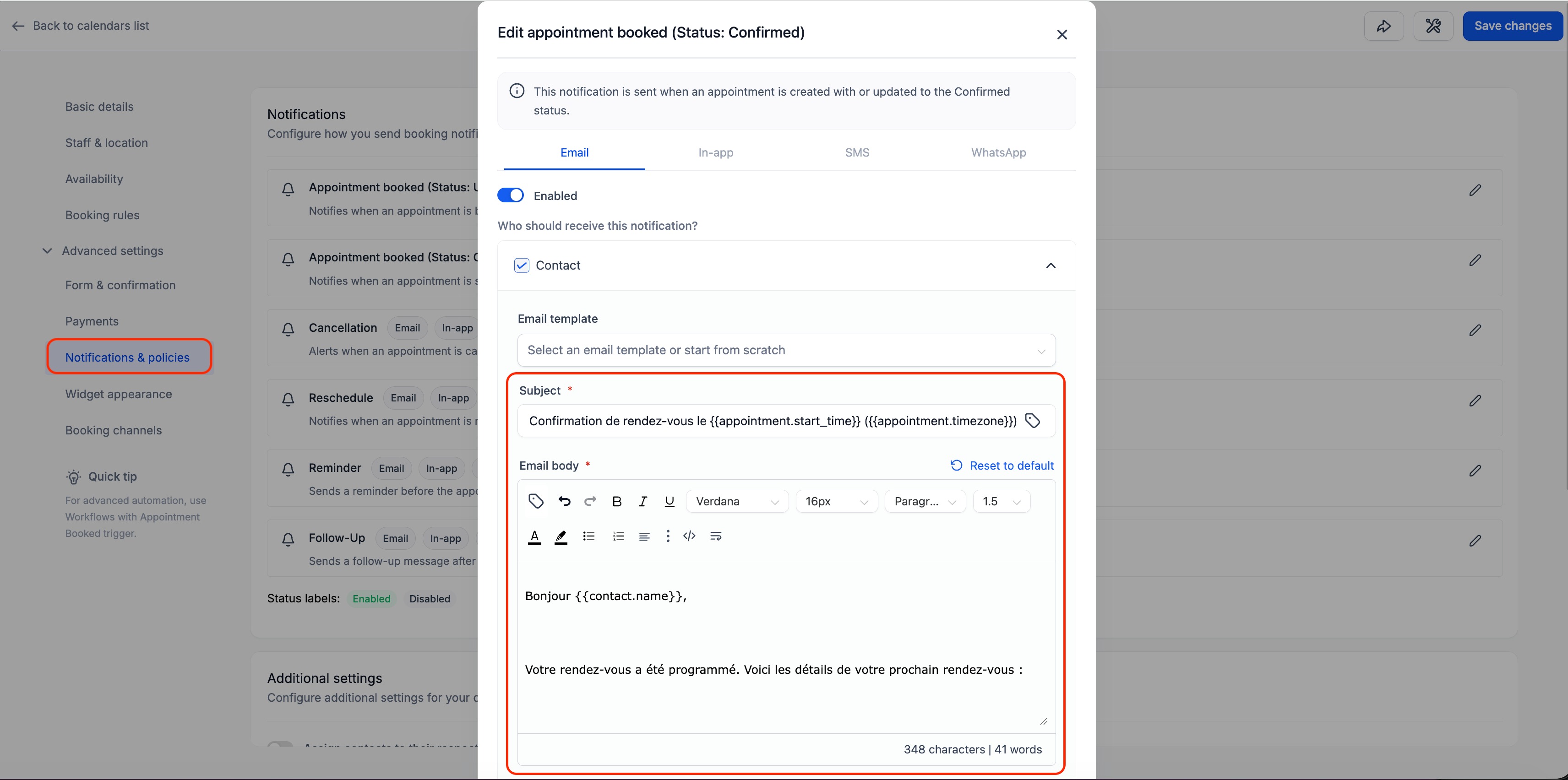 calendar notifications i18n