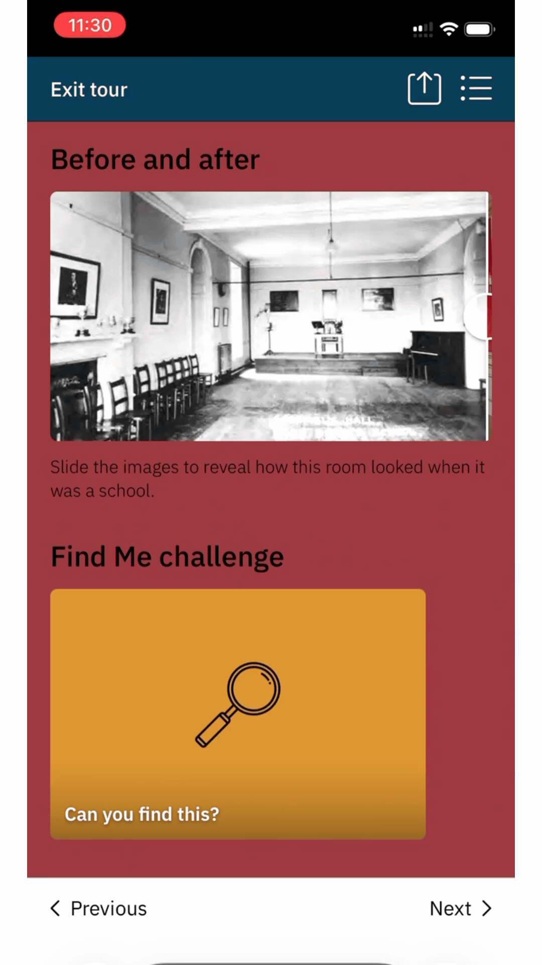 Screenshot from live STQRY apps showcasing the image slider feature