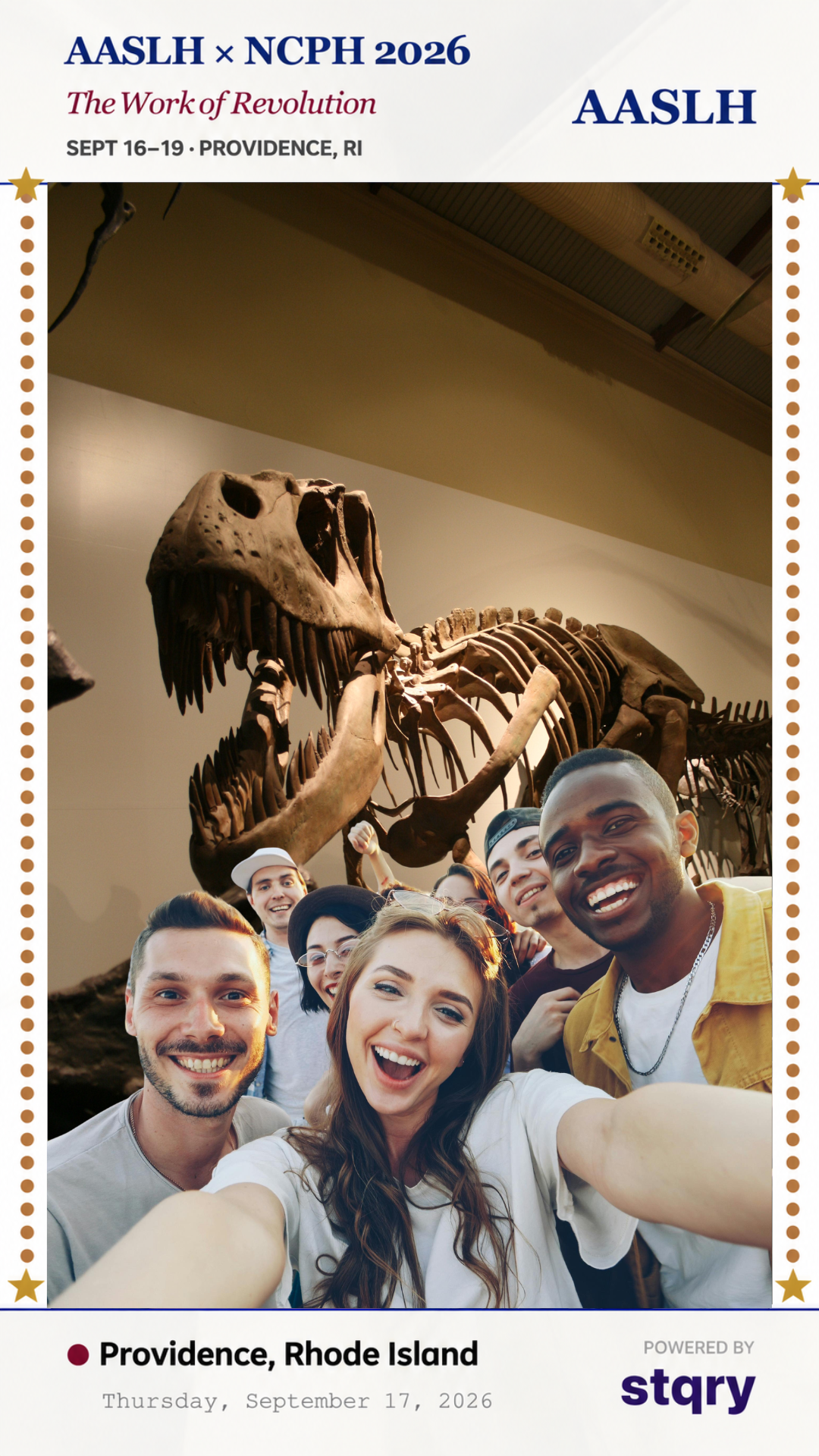 Screenshots from live STQRY apps showcasing the photo frame feature