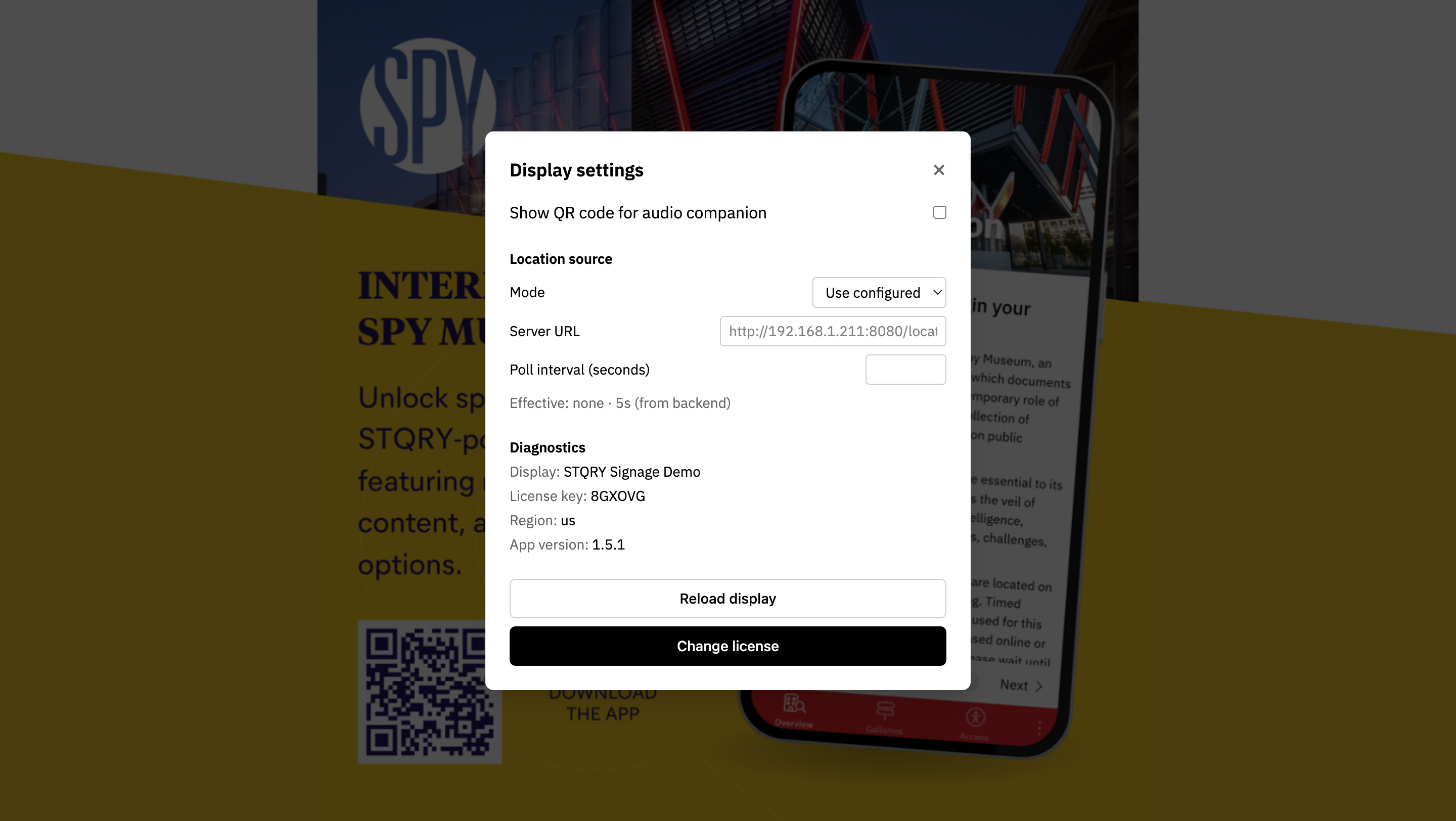 Tap the bottom-right corner five times to open the settings overlay, then choose Reload Display.