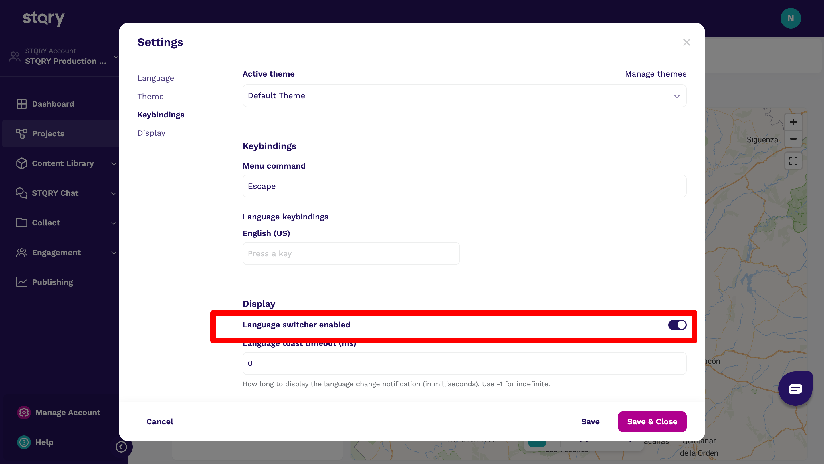 In project settings, turn on Language switcher enabled.