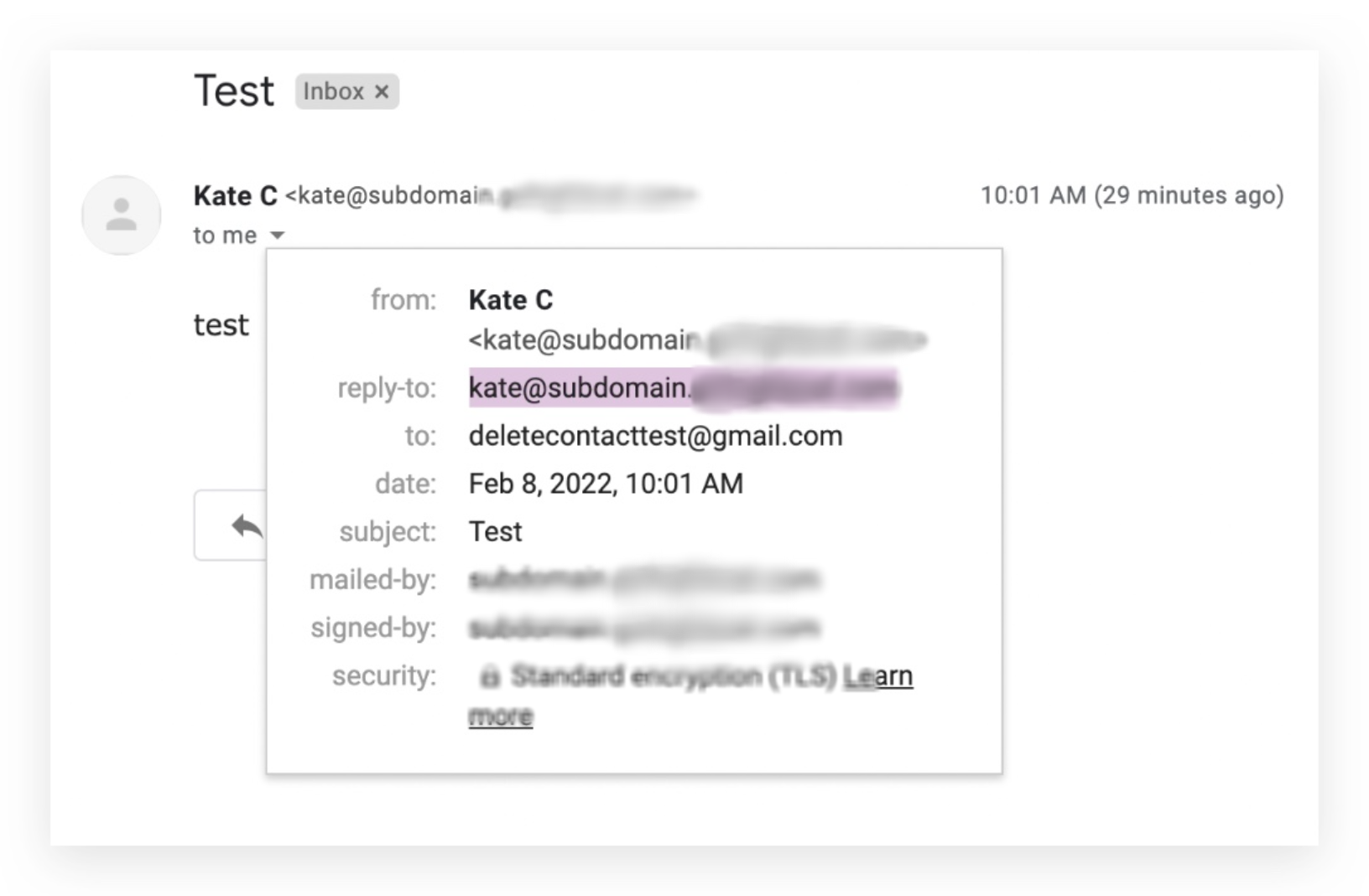 Reply-to address matching the Mailgun subdomain