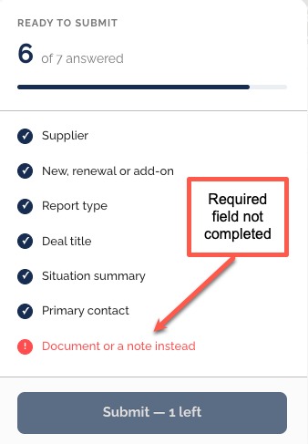 Submit panel with a required field missing