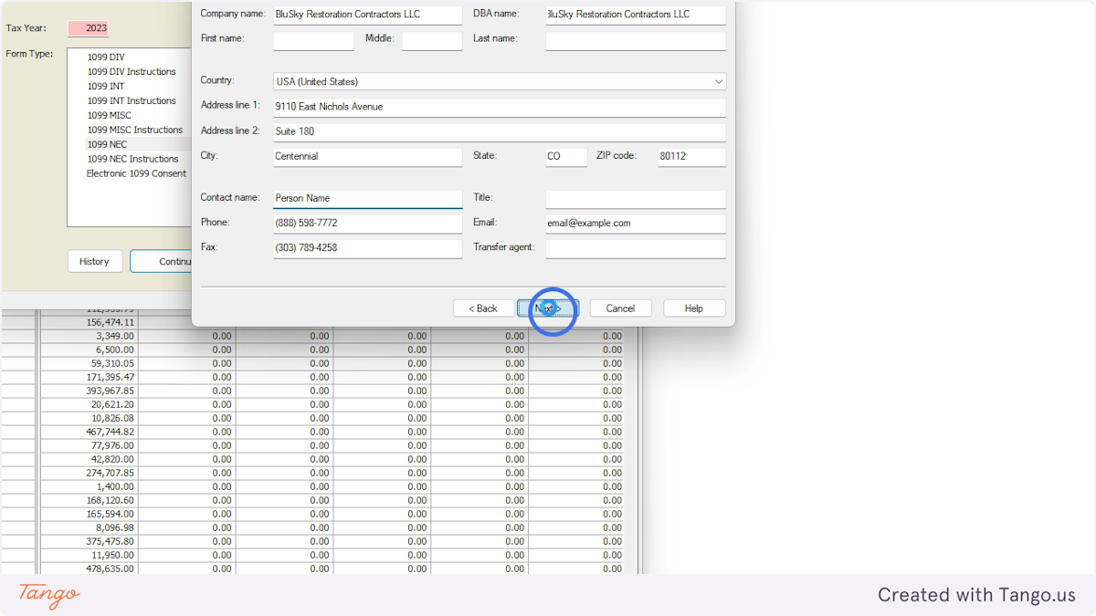 Click Next If you get an error, fix whichever field Aatrix says is the problem.