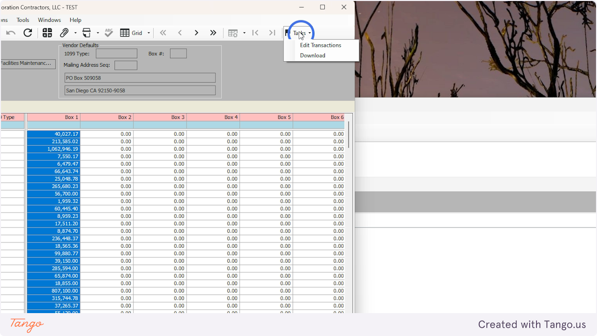 Click "Tasks" in the top right, Then select Download