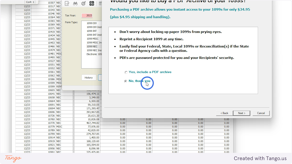 Select "No Thank you" and Click Next