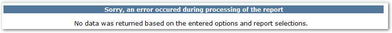 sorry and error occurred during processing of the report