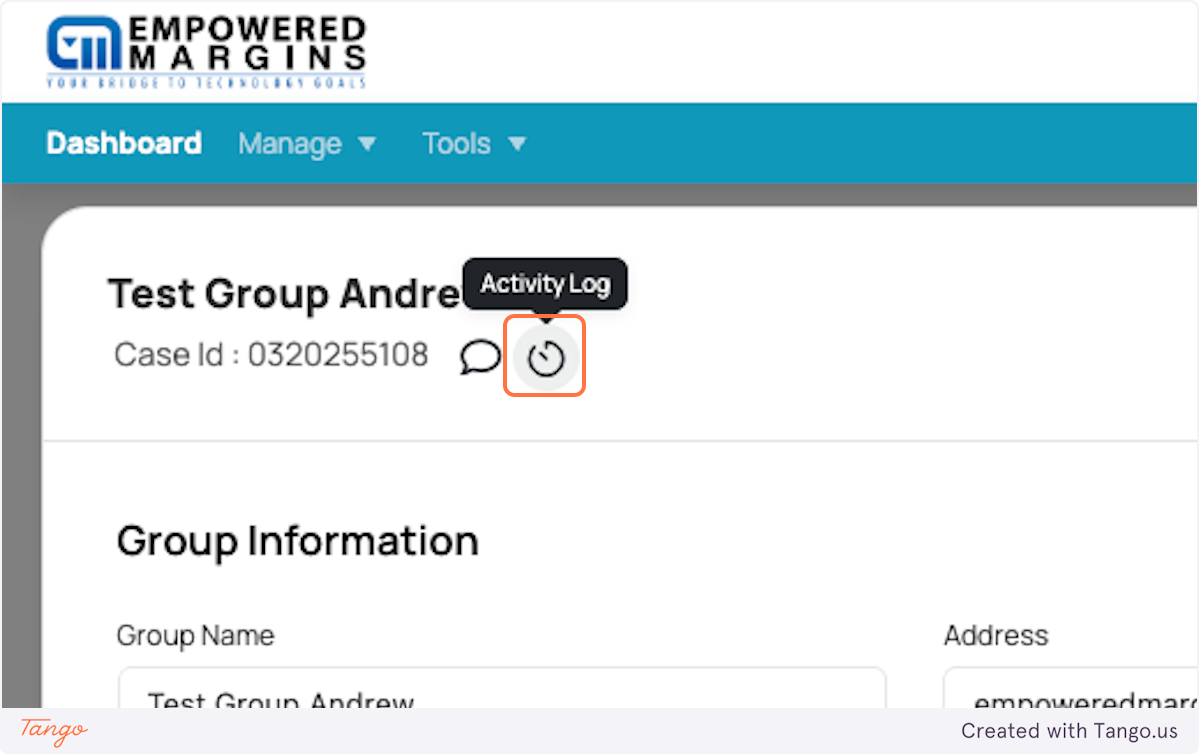 Click on Activity Log