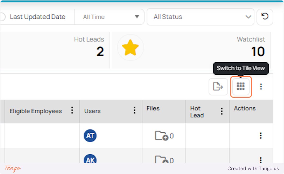 Click on Switch to Tile View