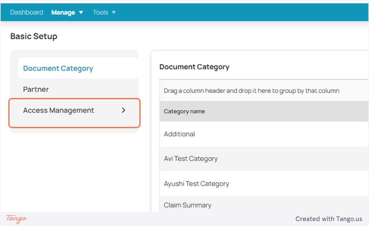 Click on Access Management
