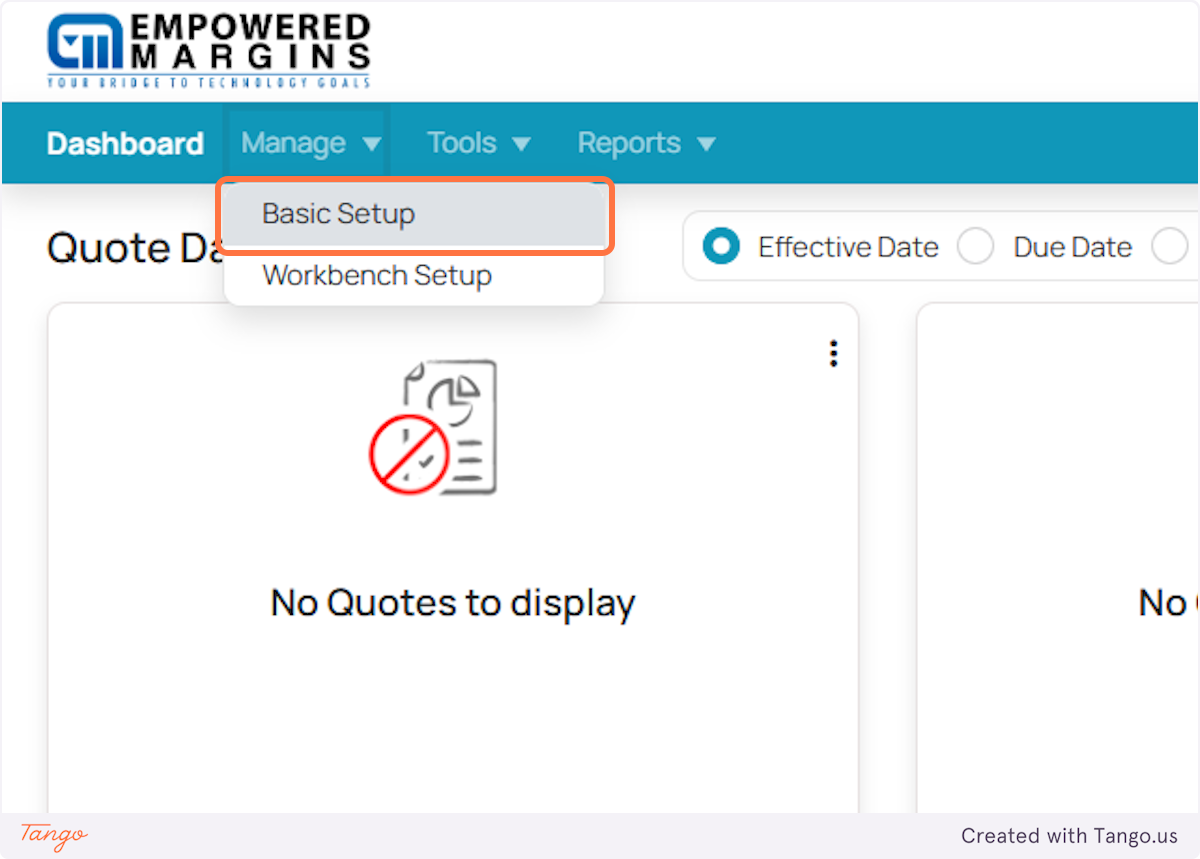 Click on Basic Setup