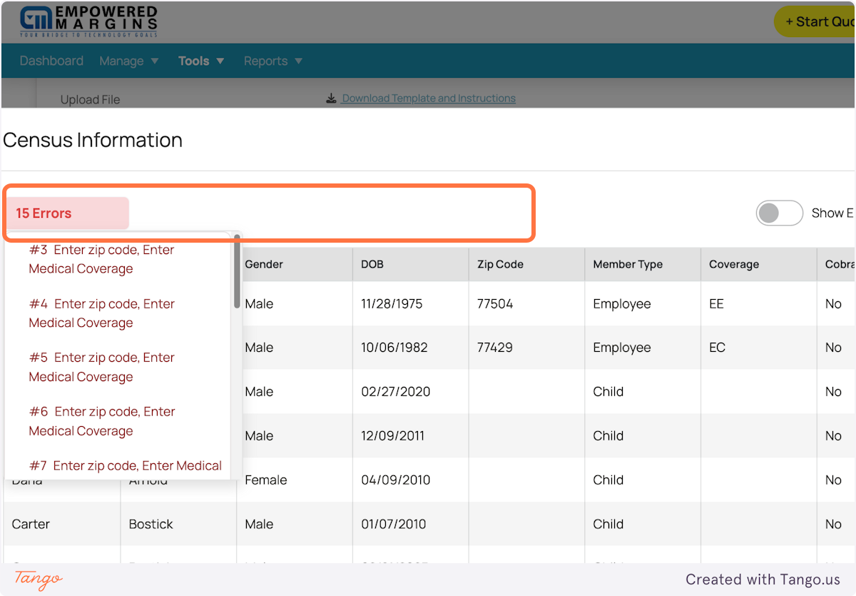 Click on Census Information…