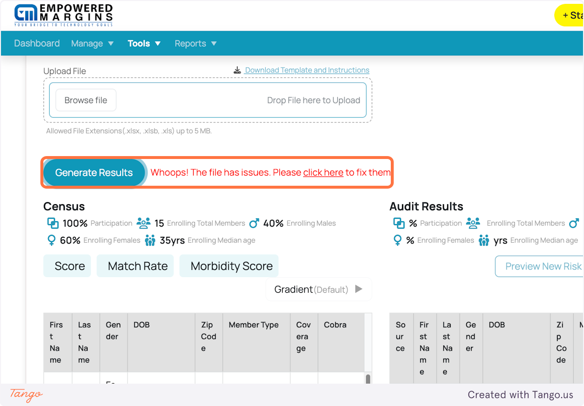 Click on Generate Results…