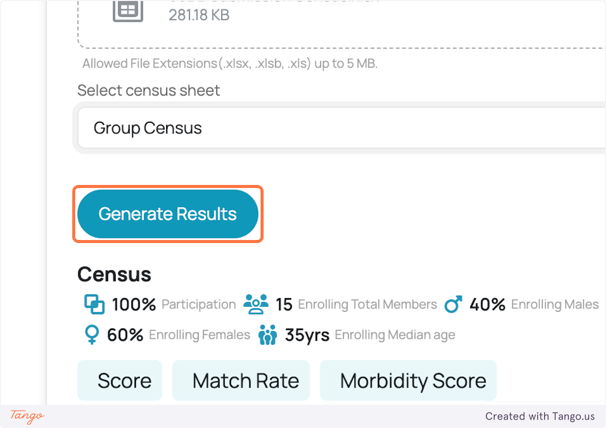 Click on Generate Results