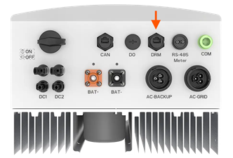 Uma parte traseira de um dispositivo branco com botões pretos e laranja 
Descrição gerada automaticamente