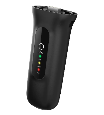 Um dispositivo preto com luzes verdes e vermelhas 
Descrição gerada automaticamente