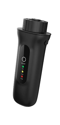 Um dispositivo preto com luzes verdes e vermelhas 
Descrição gerada automaticamente