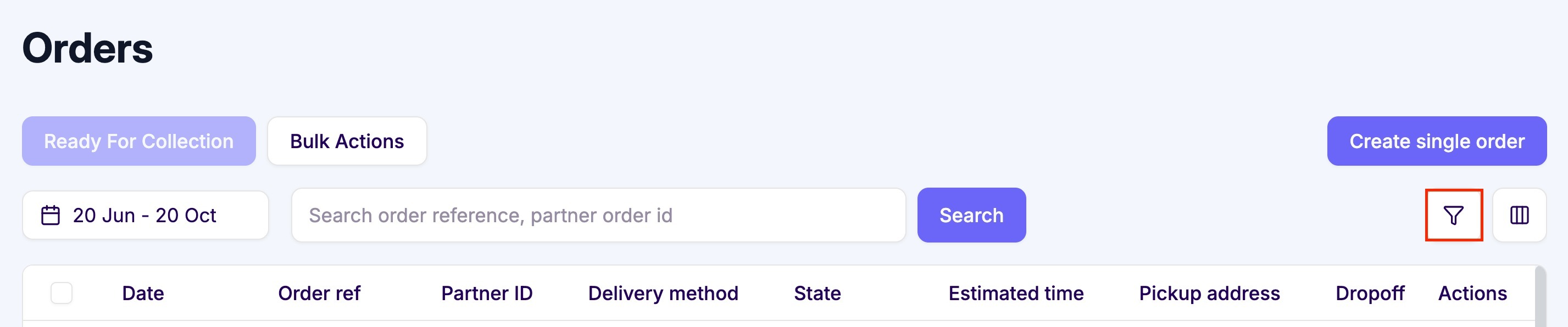 Open advanced filters from the filter icon