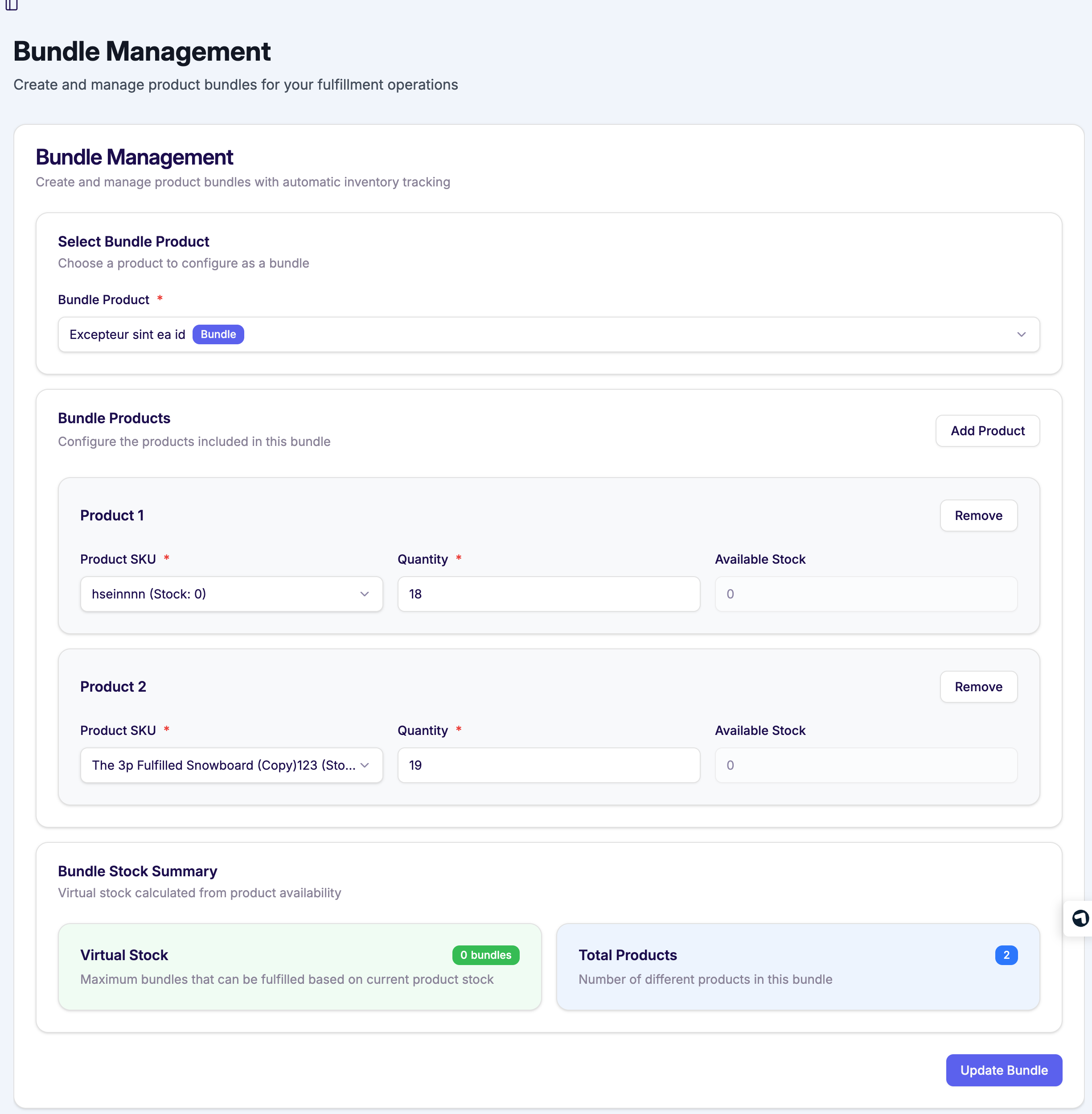 Bundle configuration flow