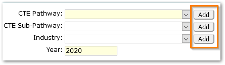 Add buttons highlighted to add values to Pathway droplist, Subpathway and Industry droplists.