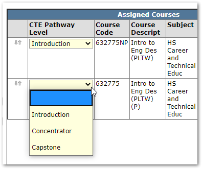Setting the Pathway Level for courses