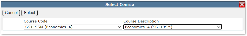 Select Course for Loader Rules