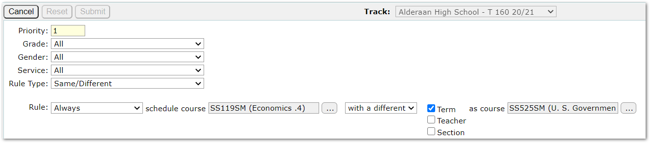 Loader Rule setup screenshot