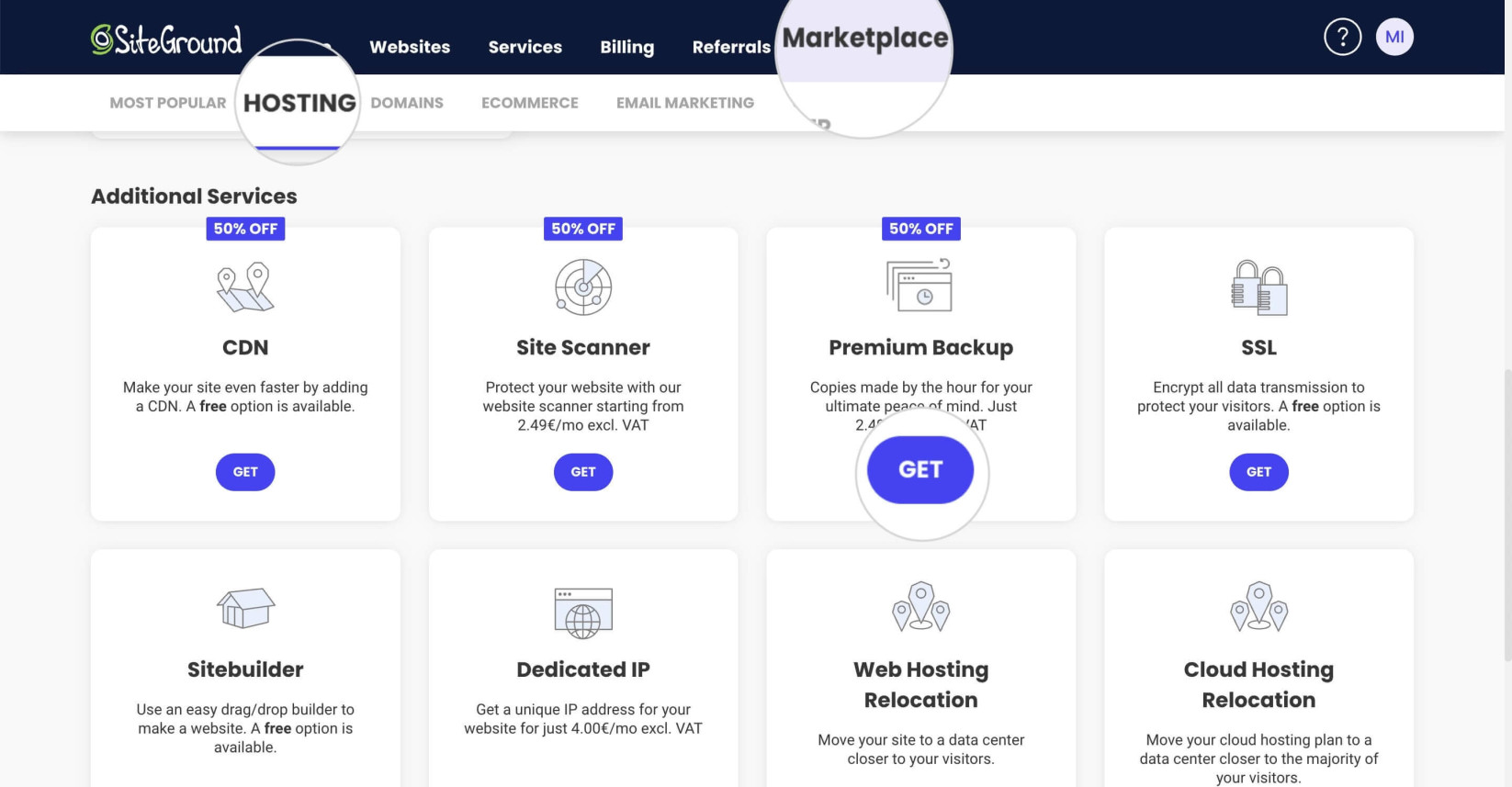 How to purchase Premium Backup from SiteGround's Client Area