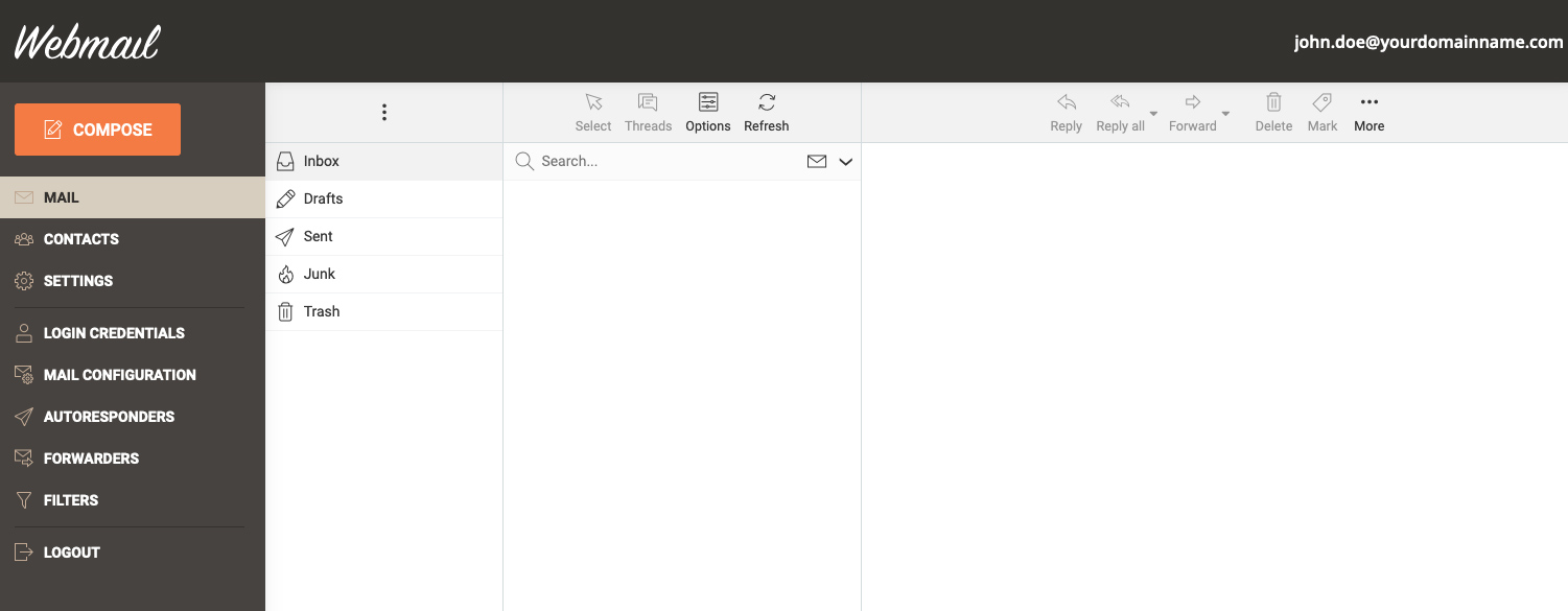Webmail interface