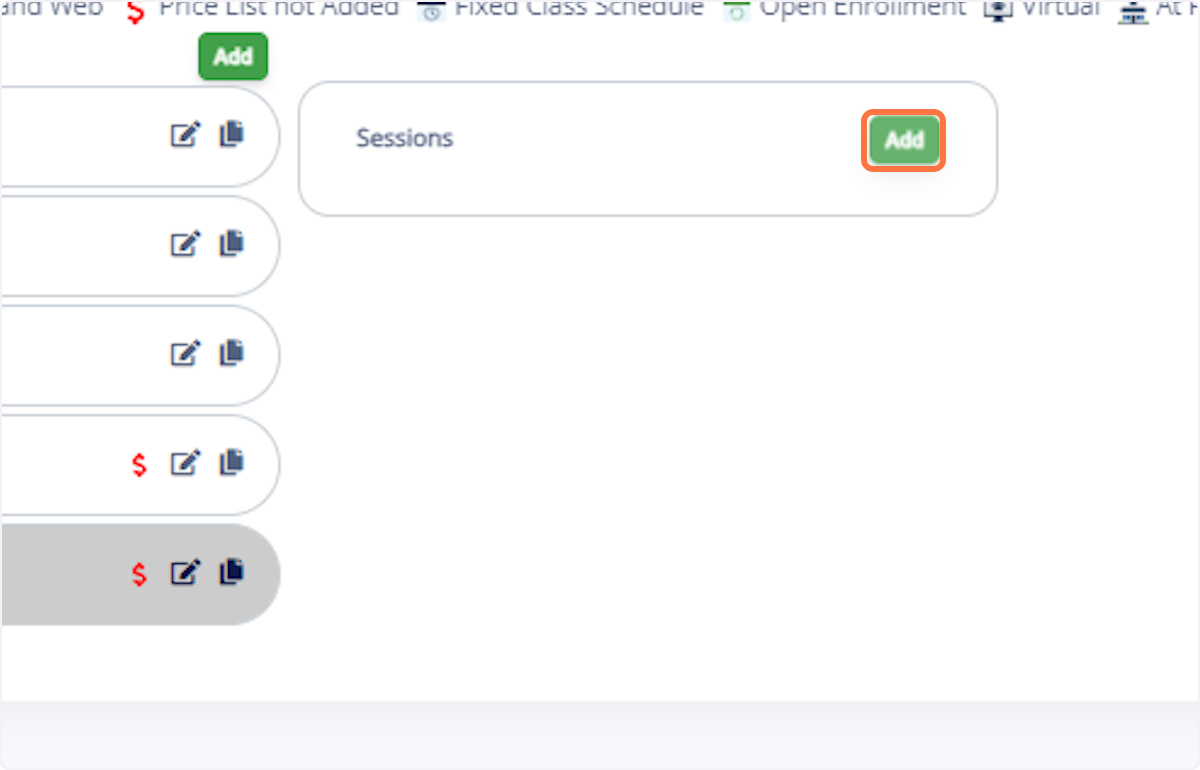 Click on Add: Start creating a new session.
