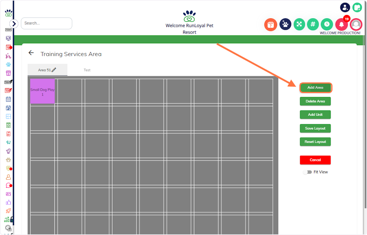 Go to Training Services Area: Navigate to Training Services Area under Settings.