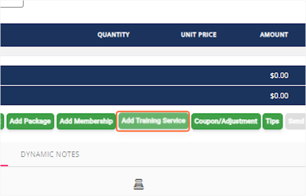 Add Training Service: Click on "Add Training Service."