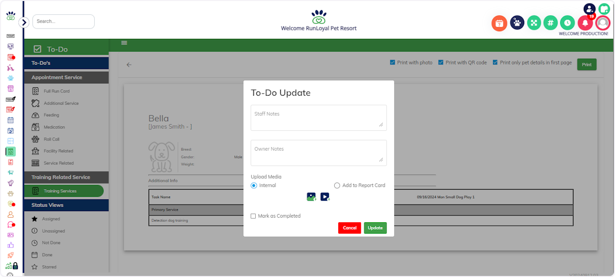 Add Notes and Media: Write notes, upload media, and update the runcard.