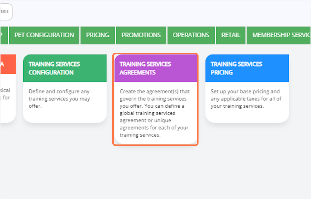 Click on Training Services Agreement: Navigate to the agreement section.