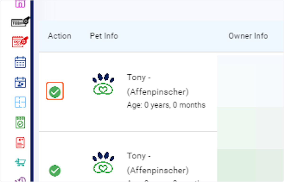 Click on the Tick under the action section- This confirms the training request.