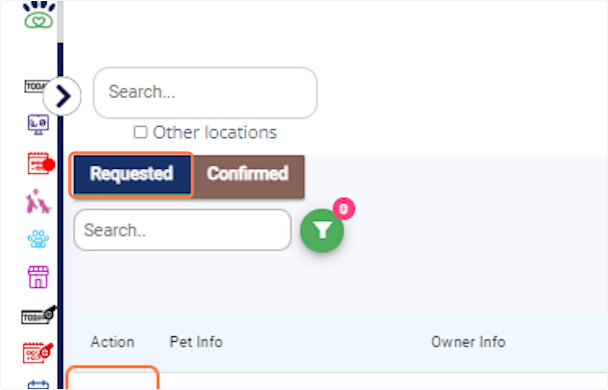Click on the "Requested" tab